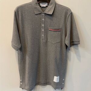 Thom Browne Gray Polo with Striped Pocket